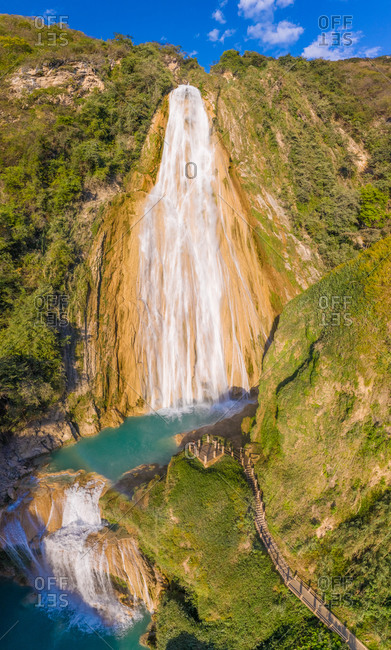 Velo de novia waterfall at Chiflon falls in Chiapas, Mexico Stock Photo