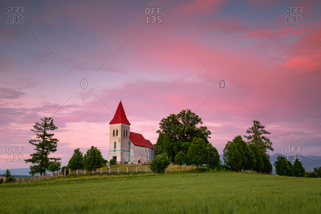 Gothic church and cemetery in Turiec region, Slovakia.