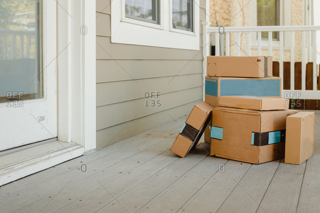 Packages on porch from online shopping
