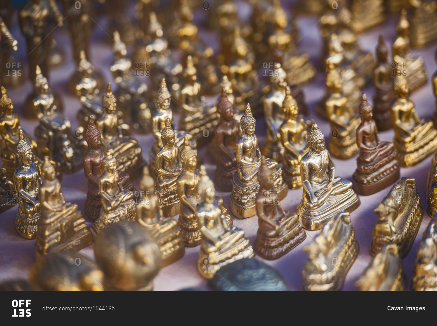 Close up of Buddha statues at street market in Ayutthaya