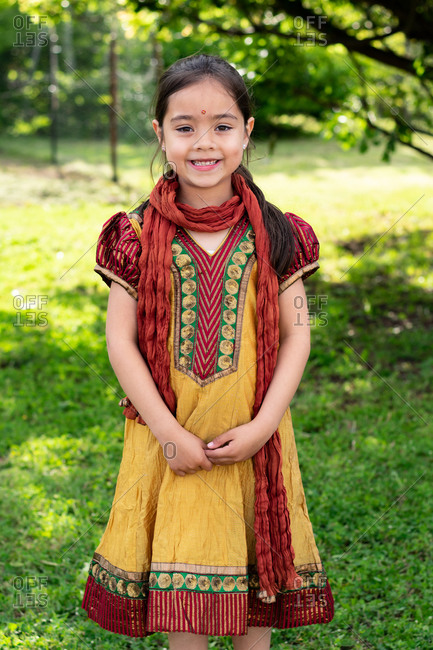 Portrait of Indian Australian girl wearing traditional Indian clothing