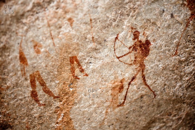 December 23, 2010: Close-up of Khoisan Rock painting in the Cederberg Conservancy