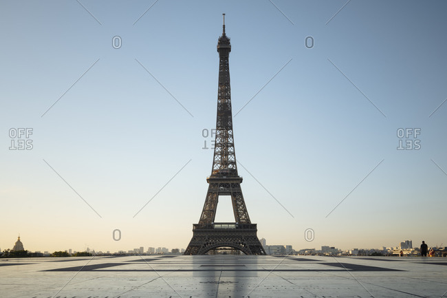 View across lake to replica Eiffel Tower at the Paris Hotel and