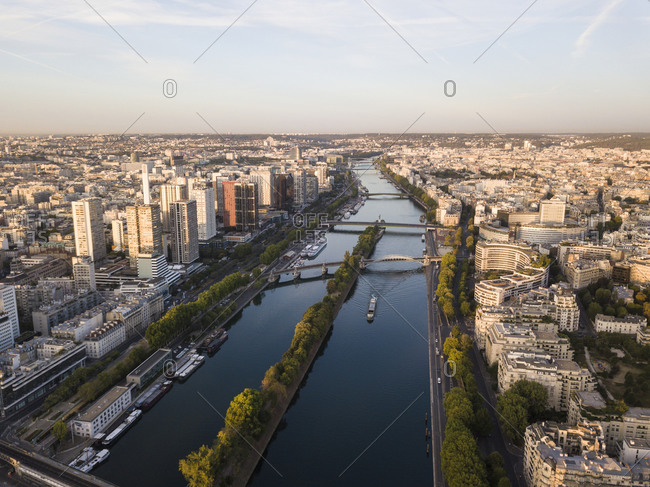 River Seine at dawn, Paris, Ile-de-France, France, Europe