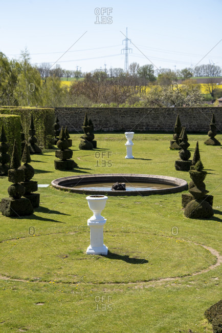 April 21, 2020: Germany, Saxony-Anhalt, hundisburg, view of the baroque garden of hundisburg castle.