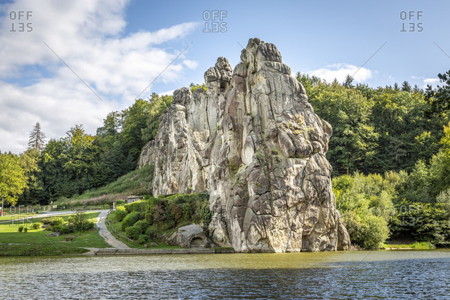 The Externsteine are a striking sandstone rock formation in the Teutoburg Forest and as such an outstanding natural attraction in Germany, which is under natural and cultural heritage protection.