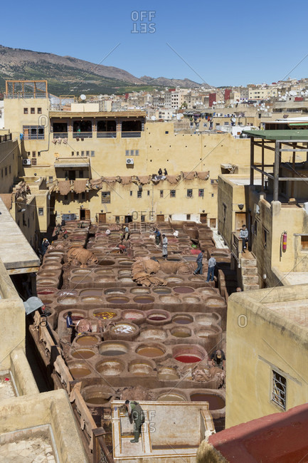 March 21, 2019: Tanneries Souk, Fes, Medina, Morocco