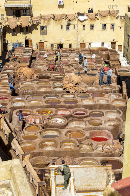 March 21, 2019: Tanneries Souk, Fes, Medina, Morocco
