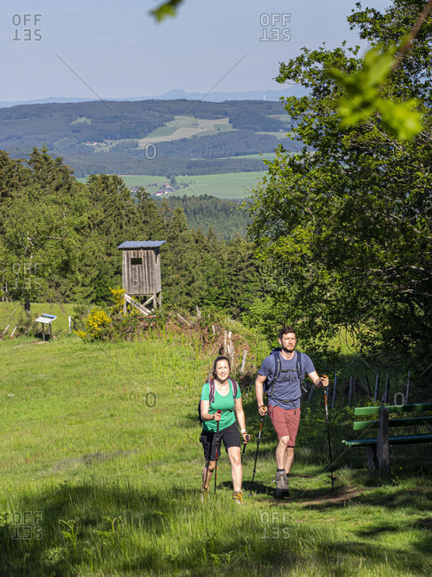 June 1, 2019: Hiking on the Zwealersteig, hiking trail at the Prechtaler Schanze