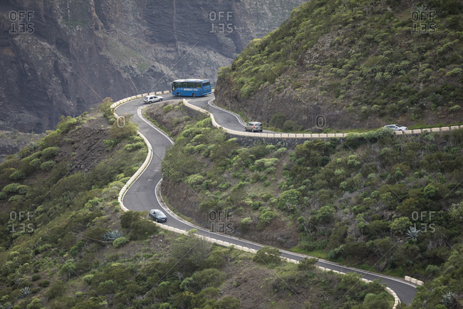 January 29, 2020: Mountain road to Masca in the Teno Mountains, Tenerife, Canary Islands, Spain