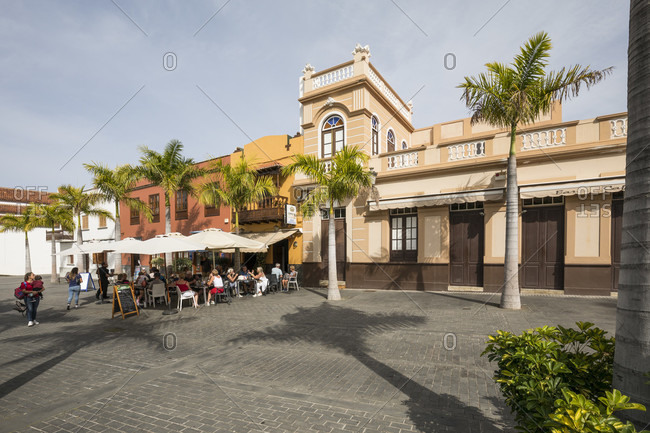 January 29, 2020: Bar Central at Plaza de los Remedios, Buenavista del Norte, Tenerife, Canary Islands, Spain