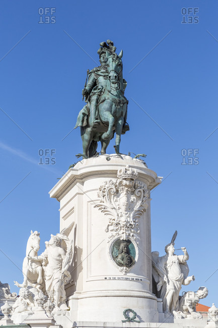 February 11, 2019: The equestrian statue of Jose I, designed by Joaquim Machado de Castro, Lisbon