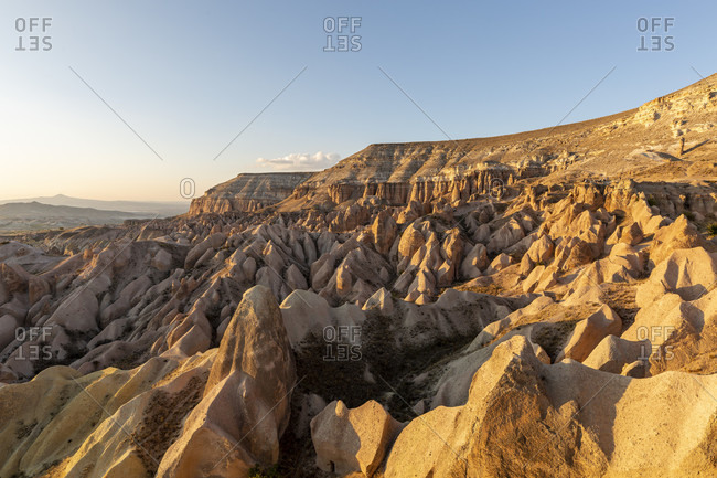 Eroded landscape and rock towers near Goreme, Cappadocia, Anatolia, Turkey