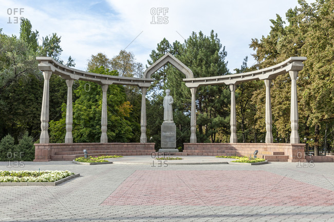 August 17, 2019: Monument of Kurmanjan Datka, Oak Park, Bishkek, Kyrgyzstan