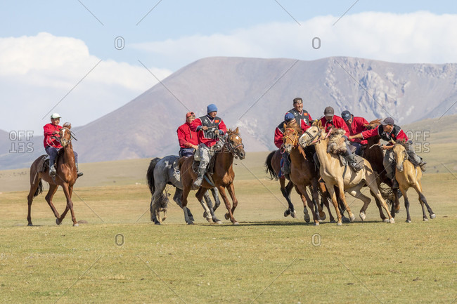 August 11, 2019: Buzkaschi is a traditional equestrian game in Afghanistan and other Persian and Turkic-speaking parts of Central Asia.