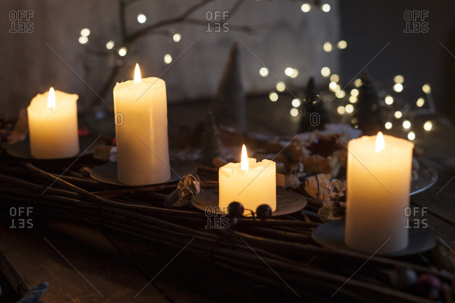 Candles burning indoors during Advent