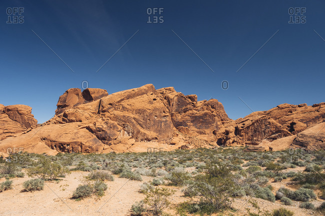 Rock formations against clear blue sky at desert- Nevada- USA