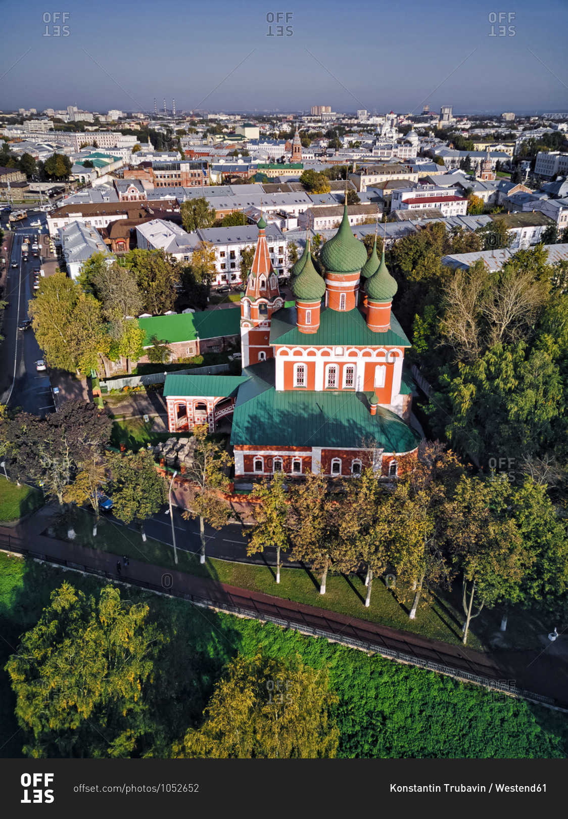 Aerial view of Church of St Michael the Archangel in city on sunny day- Yaroslavl- Russia