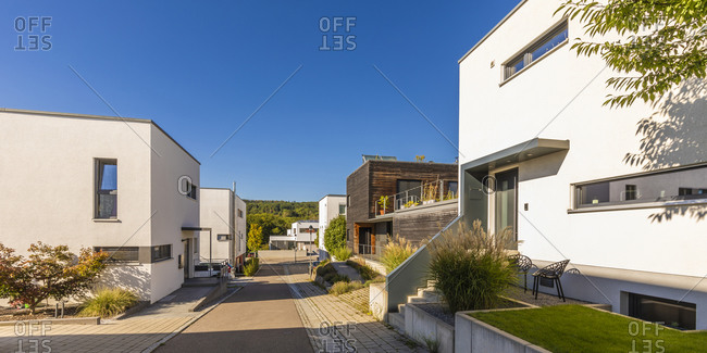 Germany- Baden-Wurttemberg- Esslingen- Energy efficient houses in modern suburb