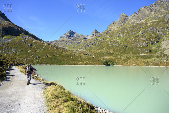 Austria, montafon, hiking trail around lake silvretta.
