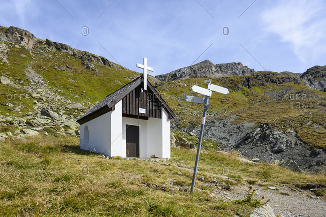 Austria, montafon, the marienkapelle at the wiesbadener hutte.