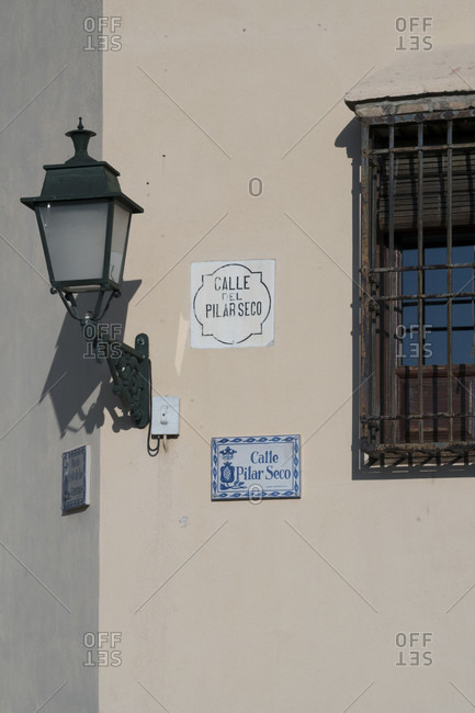 February 17, 2020: spain, granada, albaicin, calle del pilar seco, lantern