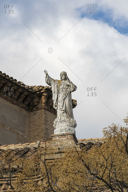 February 19, 2020: spain, granada, albaicin, historic district, iglesia de san cristobal, christ figure