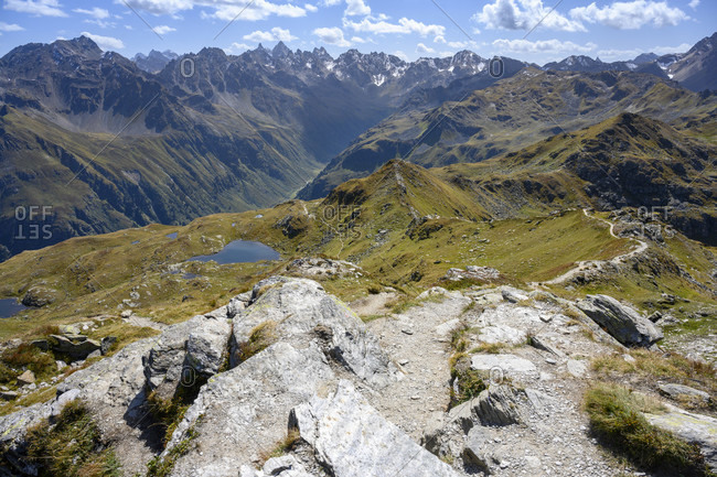 Austria, montafon, view from the madrisella summit to the southwest of the silvretta group.