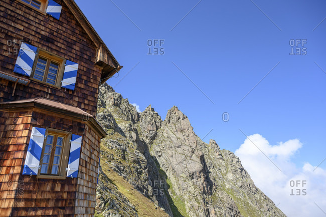 Austria, montafon, the Saarbrucken hutte of the dav at 2538 m lies below the kleinlitzner (2783 m).