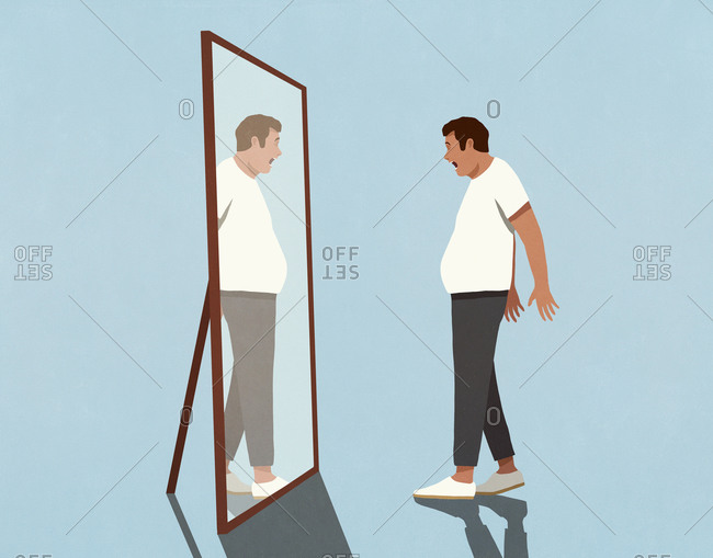 Person Looking In Mirror Cartoon