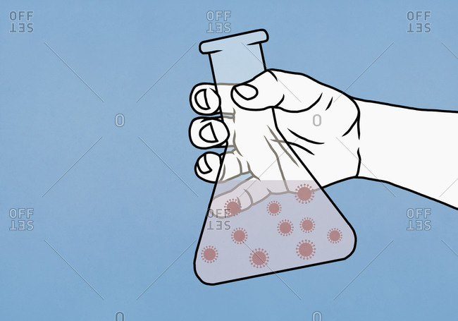 Scientist holding beaker of bacterium
