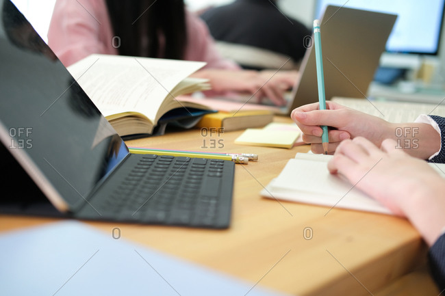 person studying on computer
