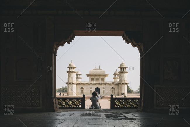 indian palace entrance stock photos - OFFSET