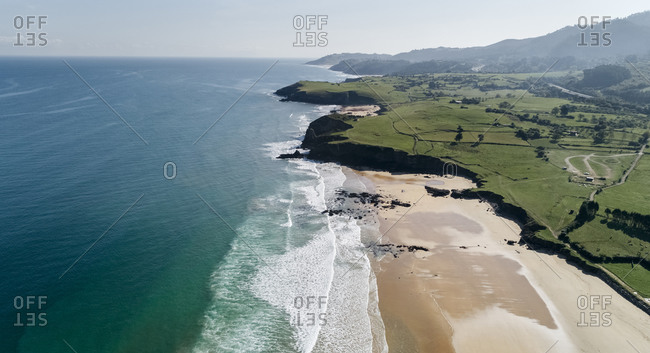 Aerial view of sandy coastal beach