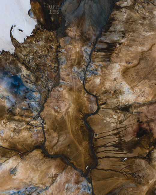 Abstract aerial view of landscapes in Iceland.