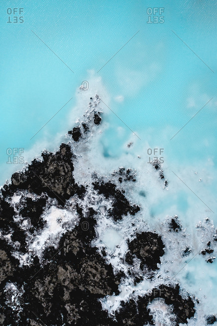 Abstract aerial view of the outside Blue Lagoon, Iceland.