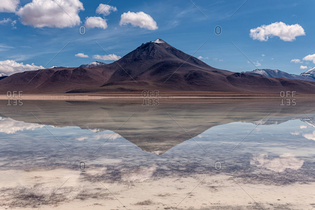Reflection of a volcano in the southwest of the Andean Highlands