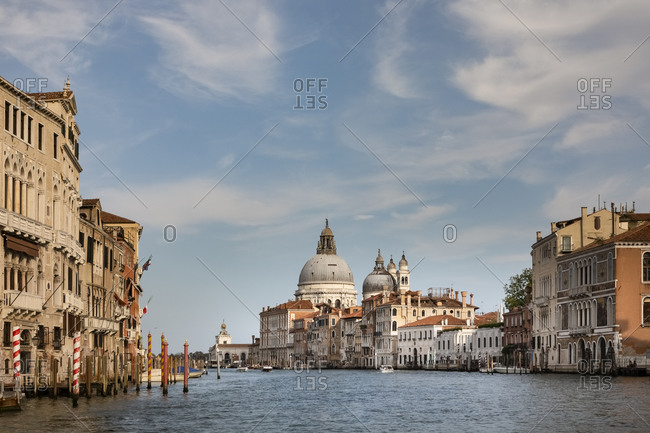 Italy- Veneto- Venice- City canal with Santa Maria della Salute in background