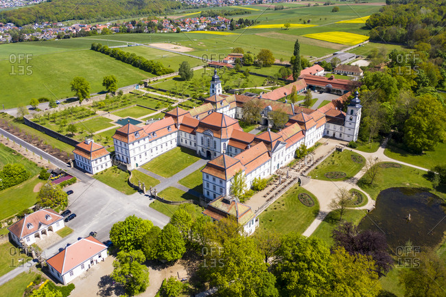 Germany- Hesse- Eichenzell- Helicopter view of Schloss Fasanerie in summer