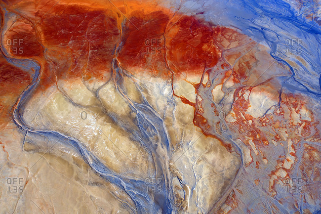 Spain- Andalusia- Aerial view of acidic Rio Tinto river