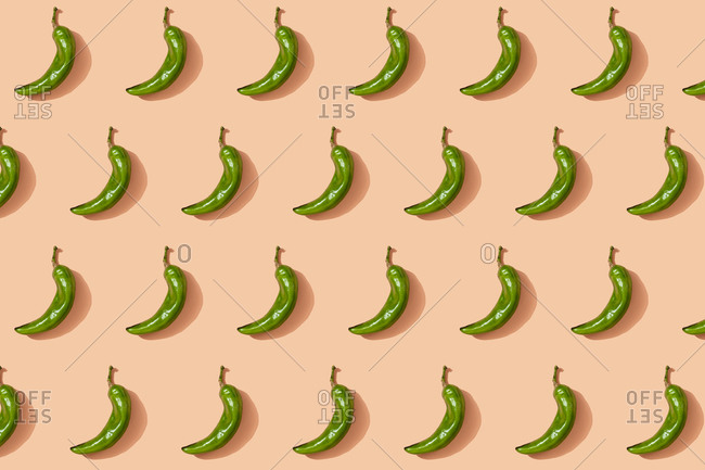 Pattern of green chili peppers