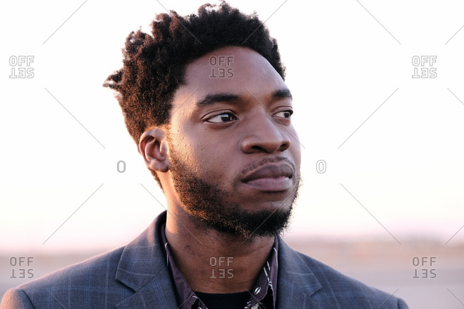 African American business man at sunset