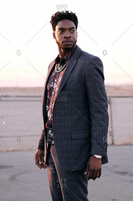 African American business man at sunset