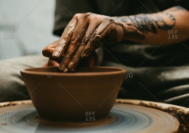 Preparation of Clay for Pottery by Hand Stock Image - Image of