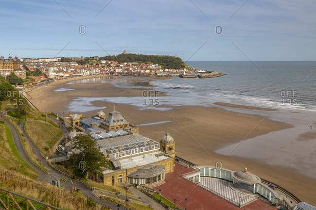 View of South Bay and Scarborough Spa, Scarborough, North Yorkshire, Yorkshire, England, United Kingdom, Europe
