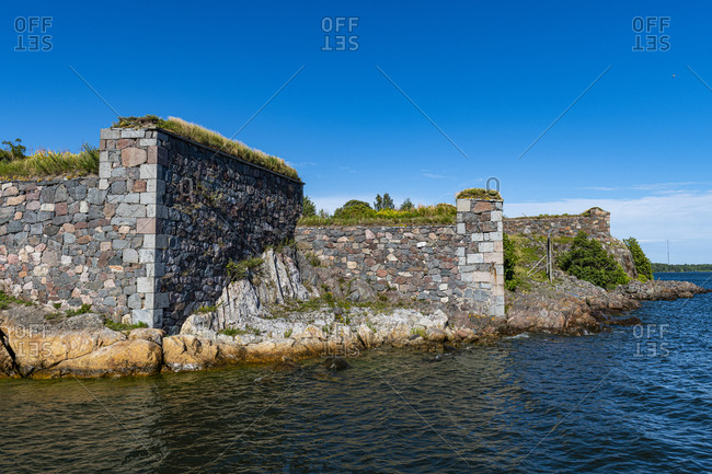 Fortified walls at Suomenlinna sea fortress, UNESCO World Heritage Site, Helsinki, Finland, Europe