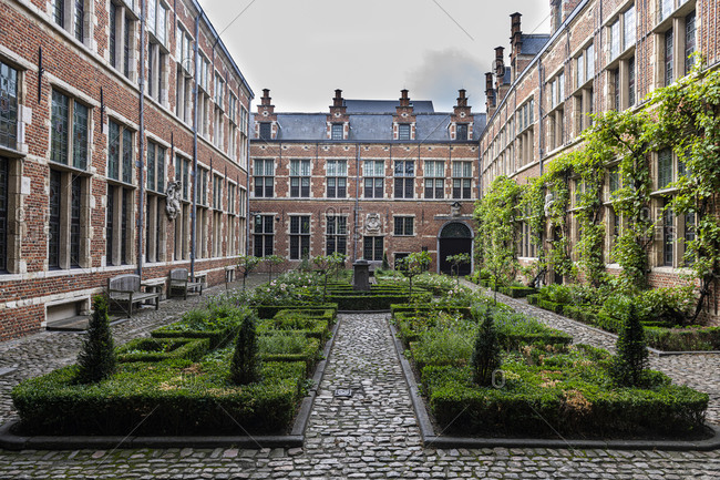 August 23, 2020: Former printing company, Plantin-Moretus Museum, UNESCO World Heritage Site, Antwerp, Belgium, Europe