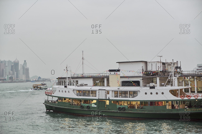 Hong Kong, China - February 1, 2018: The Star Ferry passenger ferry service on the coast of Hong Kong island