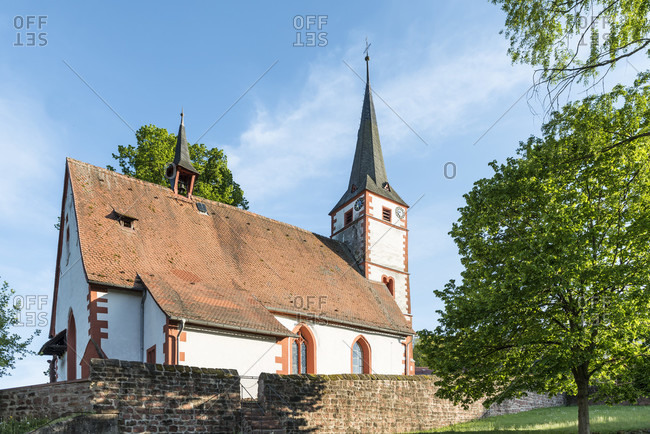 Guttersbach, mossautal, hessen, germany. the protestant parish church in gutterbach also known as the source church.