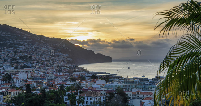 Funchal early with sunrise, madeira, portugal